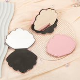 1 PC Pink Cloud-Shaped Stainless Steel Makeup Mirror Single-Sided With Leather Shell Standable Design Ideal Gift For Mother Daughter Sister Girlfriend Suitable For Home Office Travel And More